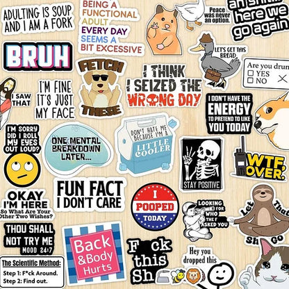 Set of 130 Pcs Funny Saying Stickers